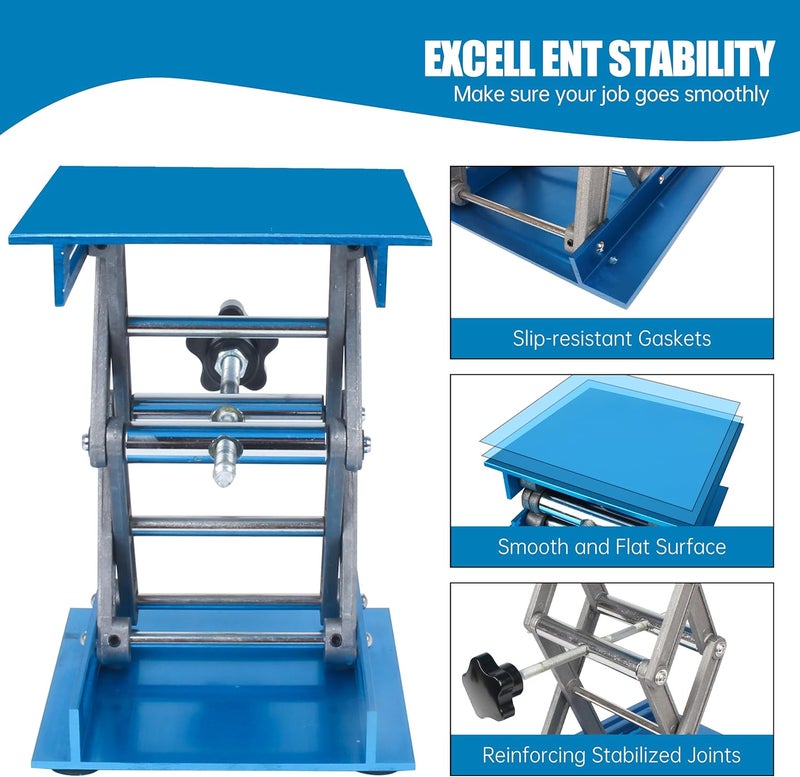 XUNKUANER Lab Jack, 3.94x3.94 inch Aluminum Oxide Lifting Platform Lab Lifter Stand Table Scientific Laboratory Scissor Jack, Vertical Lift Range 80 to 355mm (10x10cm/3.94''x3.94'') - Image 4